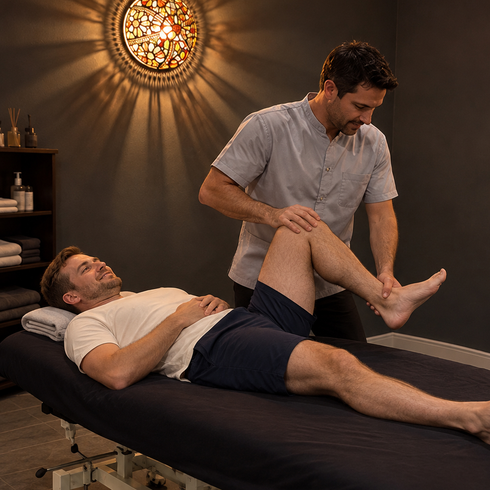 Osteopath treating a patient's back